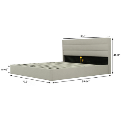 Elegant Hydraulic Lift Upholstered Storage Bed with Wingback Headboard, Velvet Fabric, Button-Tufted Detailing, and Ample Under-Bed Storage for Bedding and Seasonal Items