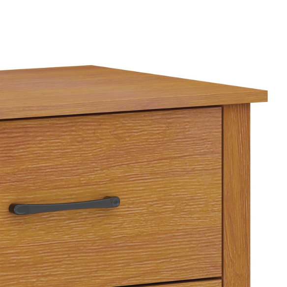 Modern 6-Drawer Double Dresser with Flared Feet and Sleek Black Metal Handles