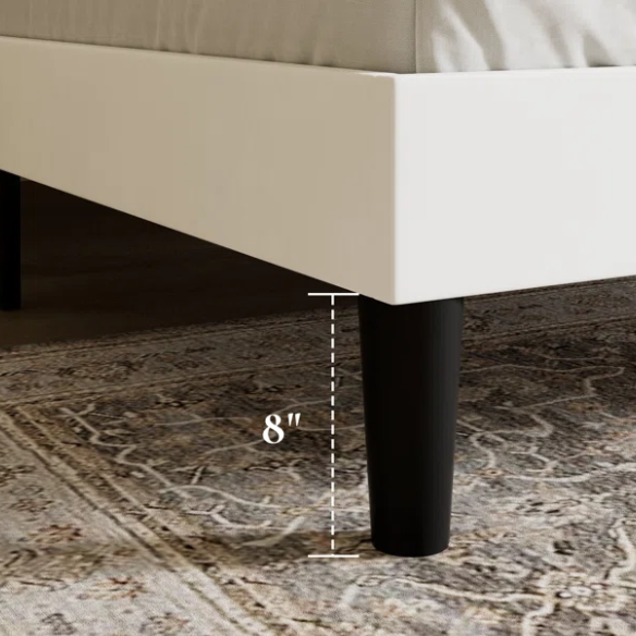 King Size Upholstered Platform Bed with Wingback Headboard – Simple, Elegant Design, Sturdy Wooden Slats, No Box Spring Needed for a Luxurious Sleep Experience