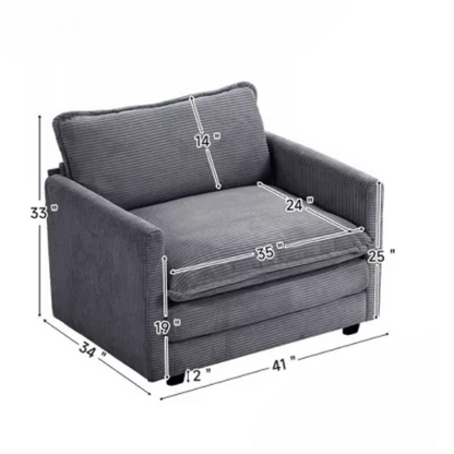 Modular Corduroy Accent Chair with Removable Ottomans & Ultra-Soft Cushions – Perfect for Living Rooms & Bedrooms
