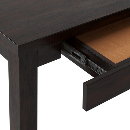 Solid Wood Rectangular Dining Table with Two Drawers – Distressed Finish, Rubberwood Construction, and Organized Storage