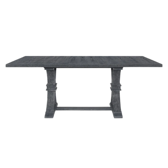 Rustic Wood Expandable Dining Table with X-Frame Base – Rubberwood Top, Extension Leaf, and Natural Rustic Design
