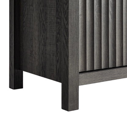 2-Drawer Nightstand with Built-In Outlets – Fluted Panels, Wood Grain Finish, Modern Design, Charging Station with 2 AC Outlets, USB & USB-C Ports, 4.9-Foot Power Cord, Set of 2