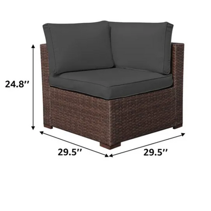 7-Piece Modular Patio Furniture Set | Wicker Outdoor Sectional Sofa with PE Rattan, Plush Pillowtop Cushions, and Coffee Table