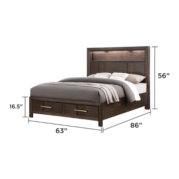 Elegant Platform Storage 4-Piece Queen Bedroom Set – Timeless Design with Modern Functionality, Includes Bed, Dresser, Mirror, and Nightstand