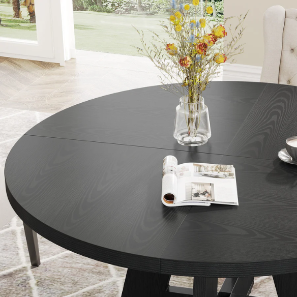 47-Inch Round Dining Table for 4 – Modern Wood Kitchen Table with MDF Legs, Perfect for Dining Room, Kitchen, or Living Room