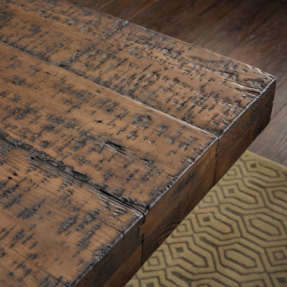 Reclaimed Wood and Concrete Dining Table – Chic, Artisan Crafted Brown Dining Table with Concrete and Hand-Finished Reclaimed Wood Base, Perfect for Modern Dining Spaces