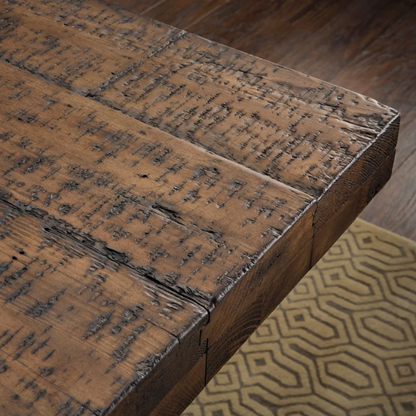 Reclaimed Wood and Concrete Dining Table – Chic, Artisan Crafted Brown Dining Table with Concrete and Hand-Finished Reclaimed Wood Base, Perfect for Modern Dining Spaces
