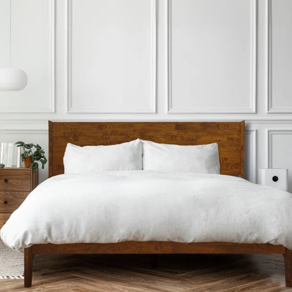 Timeless Solid Wood King Size Bed Frame with Headboard – Scandinavian Platform Design for Effortless Elegance and Comfort