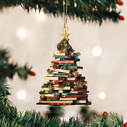 Book Stack Christmas Tree Ornament – Festive Holiday Décor for Book Lovers