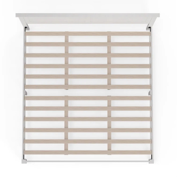 King Size Solid Oak Platform Storage Bed with Inset Panel Headboard, Molding Detail, and Slat System