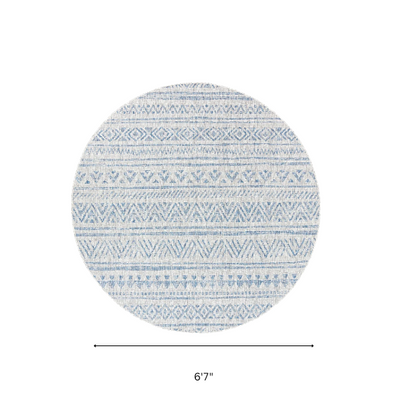 Striped Geometric Area Rug – Blue & Taupe, Durable Polypropylene, Low-Pile Design for High-Traffic Indoor/Outdoor Spaces
