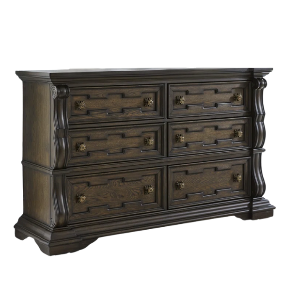 4-Piece Queen Upholstered Bedroom Set in Brown with Tufted Headboard, Dresser, Chest & Nightstand