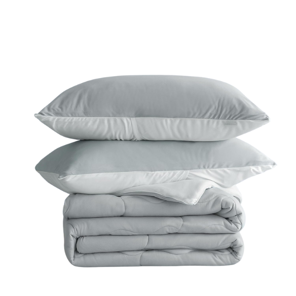 Reversible Ultra-Soft Comforter Set – Jersey Knit, Breathable, and Fluffy with Lightweight Down Alternative & Matching Pillowcase