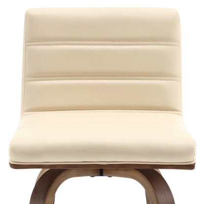 Mid-Century Modern Faux Leather Swivel Counter/Bar Stools – 360° Swivel, Padded PU Leather Seat & Back, Durable Bentwood Legs, Metal Footrest, Supports Up to 440lbs for Home Bar or Kitchen