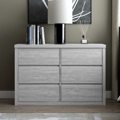 Modern 46.46'' 6-Drawer Double Dresser with Hidden Handles and Wood Grain Finish