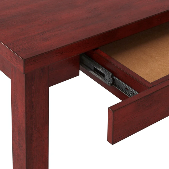 Solid Wood Rectangular Dining Table with Two Drawers – Distressed Finish, Rubberwood Construction, and Organized Storage
