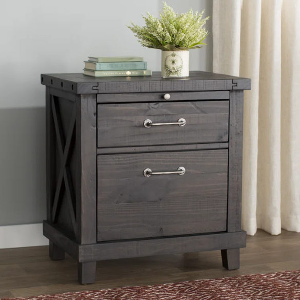 Industrial-Inspired Wood Standard Configurable Bedroom Set: Crafted from Solid Acacia and Pine with Hand-Hewn Planks, Metal Hook-On Side Rails, and Cross Slat Support System for Ultimate Durability and Unique Patina Finish