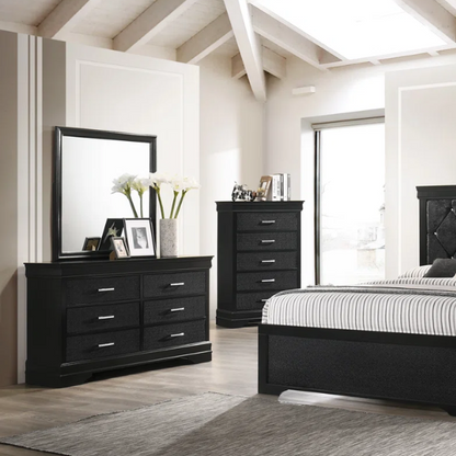 Luxurious 5-Piece Full Double Size Bedroom Set – Diamond Tufted Velvet Headboard with Wooden Trim and Elegant Button Detailing