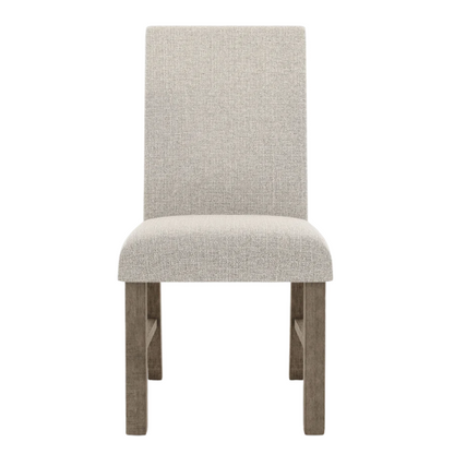 Modern Farmhouse Grey Upholstered Side Dining Chairs (Set of 2) – Neutral Fabric Seating with Wood Frame