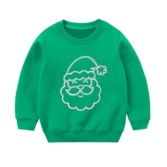 Youth Embroidered  Santa Face Sweater