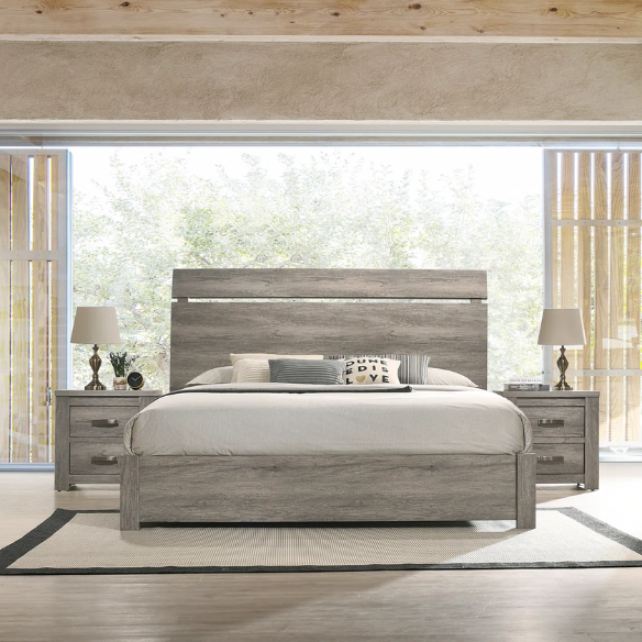 Standard Charming Weathered Grey 5-Piece Queen Bedroom Set in Solid Wood – Elegant, Durable, and Timeless