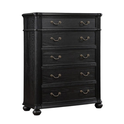 3-Piece Black Modern Contemporary Solid Wood & Veneers Fabric Upholstered Bedroom Set – Sleek, Sturdy Design with Luxurious Comfort