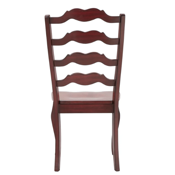 Rustic Ladder Back Solid Wood Dining Chairs (Set of 2) – Farmhouse Style Kitchen or Dining Room Seating