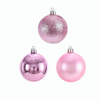 Pink Christmas Ball Ornaments – 24-Piece Set, Shatterproof Holiday Decorations (Available in 3 cm, 4 cm, and 6 cm)