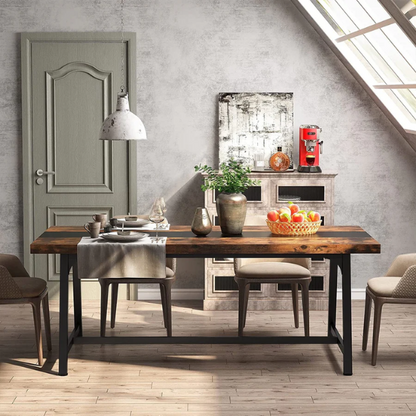 70.87-Inch Rectangular Dining Table for 8 – Sturdy Wood Kitchen Table with Industrial Metal Frame, Versatile Use for Dining, Office, or Events