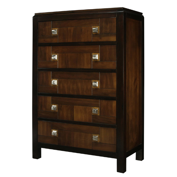 Elegant Sigh Rustic Walnut 3-Piece Queen Bedroom Set – Transitional Design with Solid Wood Construction, Chrome Accents, and Ample Storage