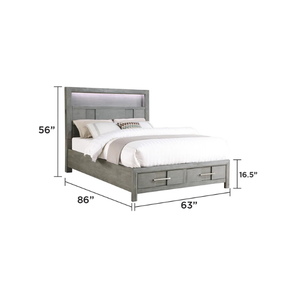 Elegant Platform Storage 4-Piece Queen Bedroom Set – Timeless Design with Modern Functionality, Includes Bed, Dresser, Mirror, and Nightstand
