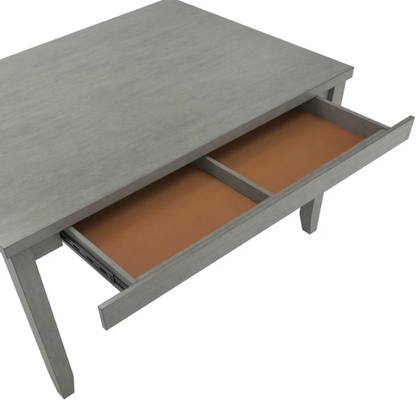 Solid Wood Rectangular Dining Table with Two Drawers – Distressed Finish, Rubberwood Construction, and Organized Storage