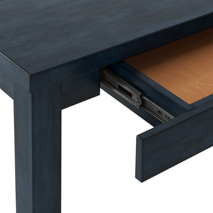 Solid Wood Rectangular Dining Table with Two Drawers – Distressed Finish, Rubberwood Construction, and Organized Storage