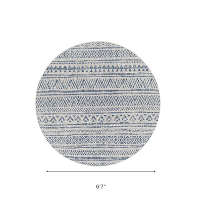 Striped Geometric Area Rug – Blue & Cream White, Durable Polypropylene, Low-Pile Design for High-Traffic Indoor/Outdoor Spaces