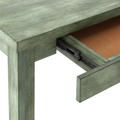 Solid Wood Rectangular Dining Table with Two Drawers – Distressed Finish, Rubberwood Construction, and Organized Storage