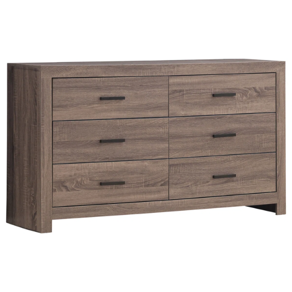 Rustic Charm 4-Piece Platform Queen Bedroom Set – Includes Bed, Nightstand, Dresser, and Mirror with Spacious Storage and Dark Bronze Pull Handles
