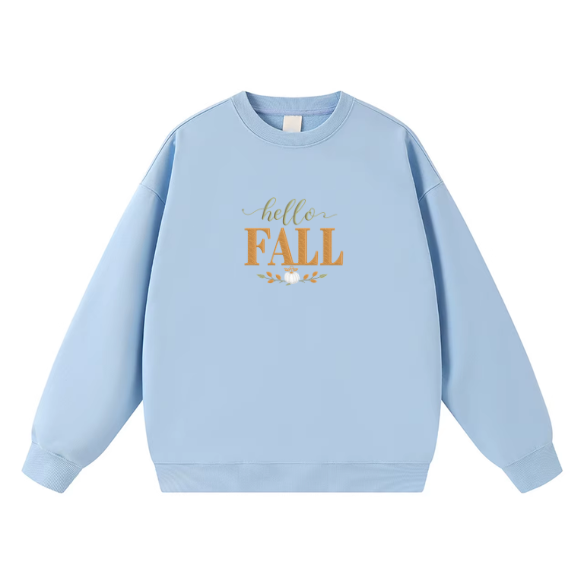 Hello FALL Crewneck Sweatshirt with Gold & Orange Graphic