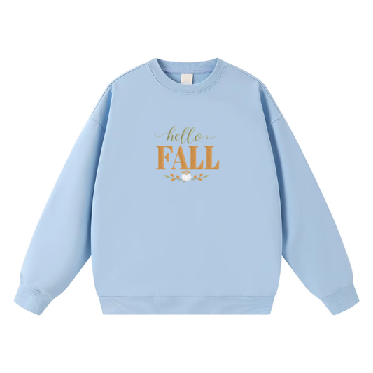 Hello FALL Crewneck Sweatshirt with Gold & Orange Graphic