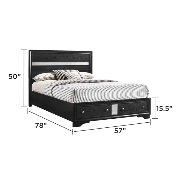 Elegant Full Size 5-Piece Bedroom Set – Featuring a Beautifully Crafted Headboard and Two Functional Storage Drawers for Added Convenience