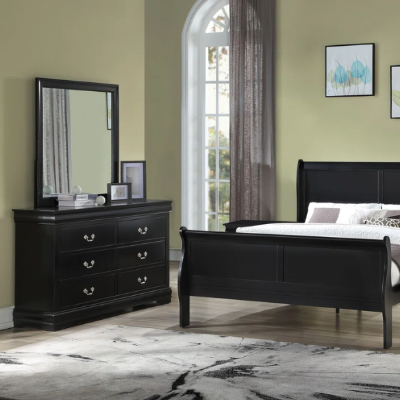 Elegant Polish Wooden Louis Philippe Style 5-Piece Full Double Size Bedroom Set – Timeless Design with Classic Charm and Luxurious Craftsmanship