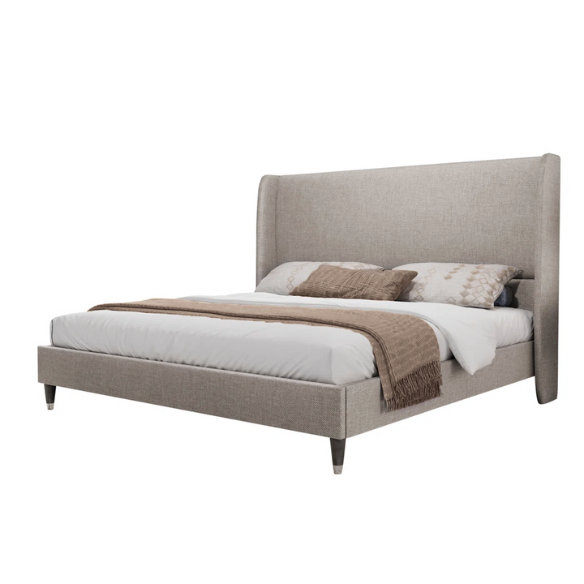 Queen Size Sleek and Minimalist Upholstered Platform Bed with Soft Linen Fabric – Elegant and Modern Design