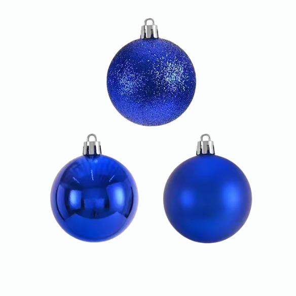 Navy Blue Christmas Ball Ornaments – 24-Piece Set, Shatterproof Holiday Decorations (Available in 3 cm, 4 cm, and 6 cm)