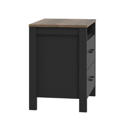 22.7" 2-Drawer Nightstand – Space-Saving Modern Minimalism, Engineered Wood with Clean-Lined Silhouette, Neutral Finish, Open Cubby & 2 Spacious Drawers for Bedroom Storage, Ideal for Tech & Accessories