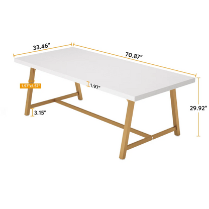 70.87-Inch Rectangular Dining Table for 8 – Sturdy Wood Kitchen Table with Industrial Metal Frame, Versatile Use for Dining, Office, or Events