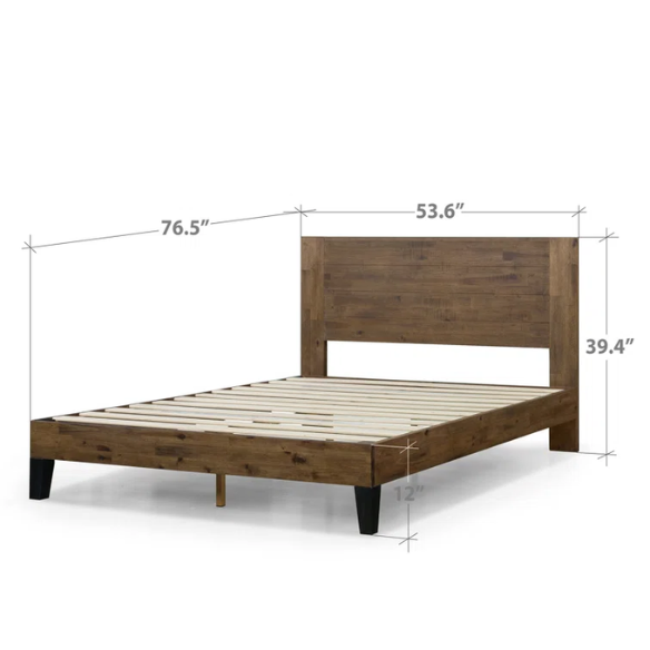 Premium Solid Wood Low Profile Platform Bed – Full/Double Size with Sleek, Modern Design and Lasting Durability