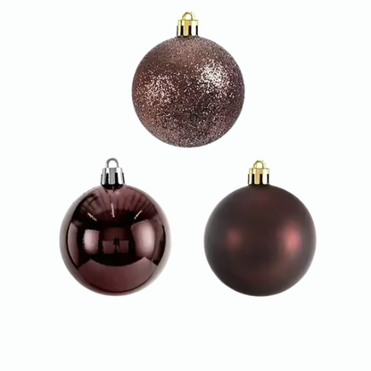 Brown Christmas Ball Ornaments – 24-Piece Set, Shatterproof Holiday Decorations (Available in 3 cm, 4 cm, and 6 cm)