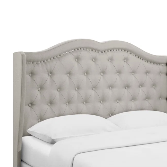 Elegant Upholstered Standard Bed – Full/Double Size with Soft Polyester Fabric and Timeless Design