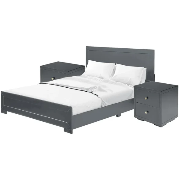 Modern Sophistication 2-Piece Queen Platform Bedroom Set with Sleek Headboard and Footboard in Solid Wood