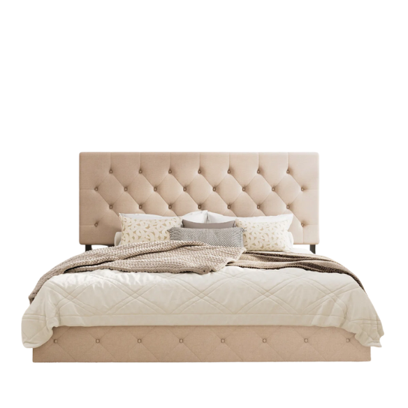 King Size Upholstered Platform Storage Bed with Spacious Drawers, Quiet Structure, and Sleek Minimalist Design